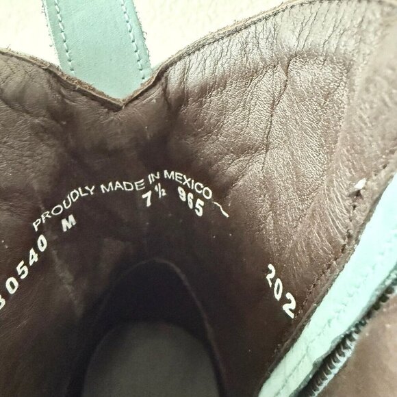 Lane COSSETTE Womens Cowboy Bootie 7.5 Blue Leather Cowgirl Western Ankle Boots - Picture 9 of 11